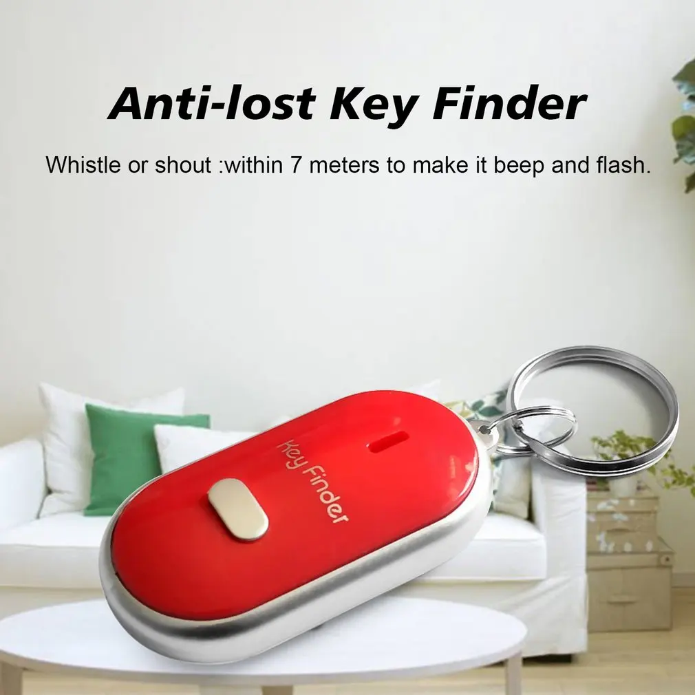 LED Whistle Key Finder Flashing Beeping Sound Control Alarm Anti-Lost Key Locator Finder Tracker with Key Ring smart alarm keypad Alarms & Sensors