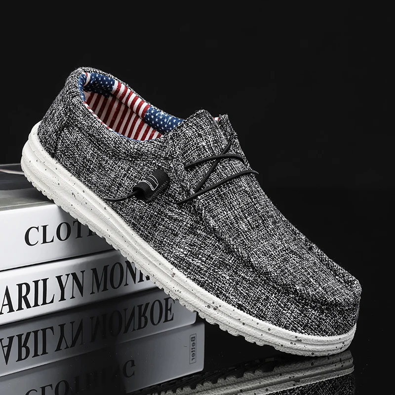 Men's Breathable Casual Canvas Slip Shoes Comfort Slip-on Loafer Soft Penny Loafers for Men Lightweight Driving Boat Shoes 6