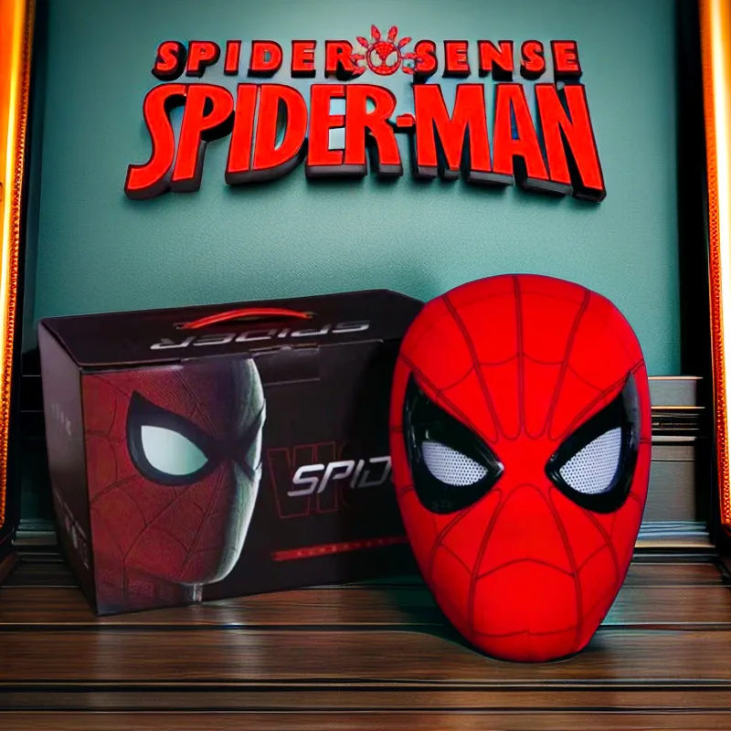 Electronic Mask Spider Man Mascara Spiderman Headgear Mask Cosplay Moving Eyes 1:1 Remote Control Elastic Toys Adults Kids Gift