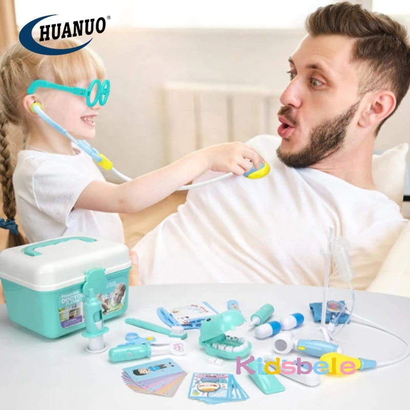 Medical Toy Kids Doctor Pretend Role Play Kit 44PCS Simulation Dentist Box Girls Educational Game Toys For Children Stethoscope 4