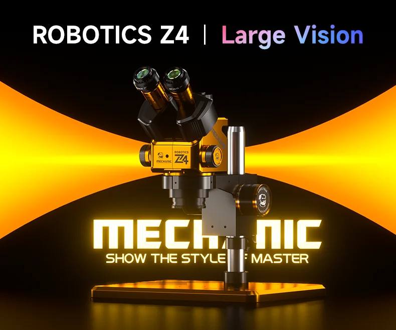 메카닉 공식 로보틱스 Z4 삼안 실체 현미경 45도 각도 조절 360도 회전 배율: 6.5-60배