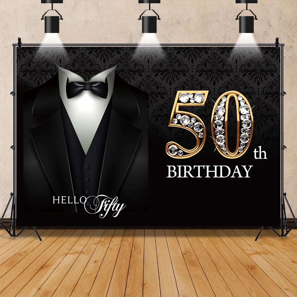 Laeacco Mr. Bar Mitzvah Men Birthday Party Decor Poster Tuxedo Glitter Diamond Photo Backdrop Photography Background,photo backdrop