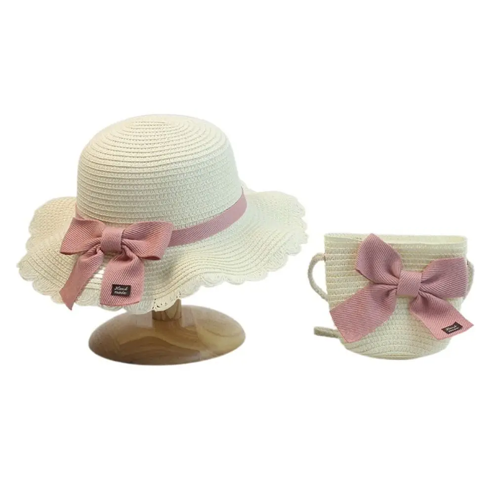 Girl Gift  Handbag UV Protection Ribbon Bow Summer Korean Style Girl Cap Sun Visor Hat Same Style Bags Children Straw Hat - 2