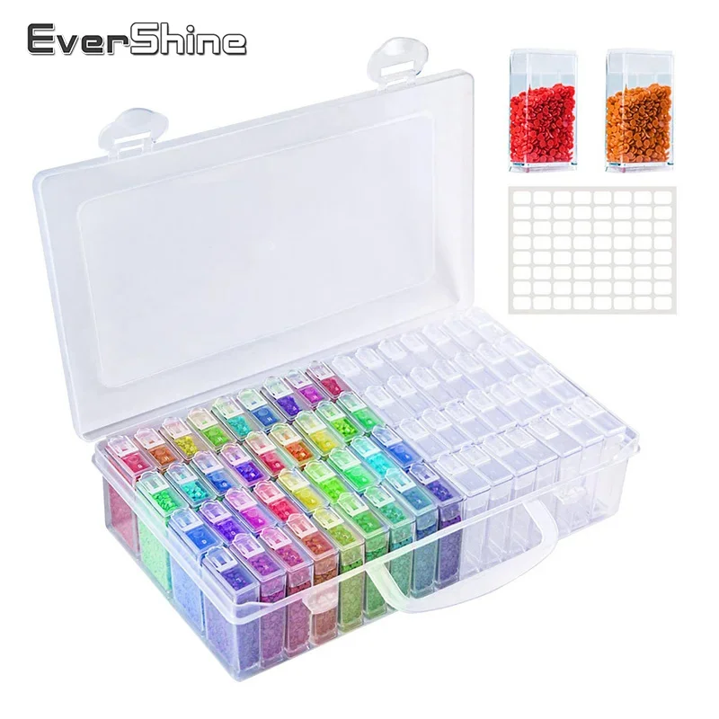 EverShine DIY Diamond Mosaic Tools Bead Storage Box Diamond Painting Accessories Transparent Box 32/42/48/64 Bottles