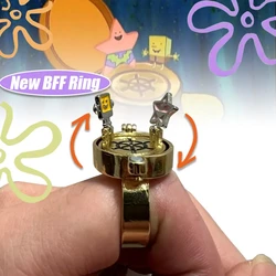 Valentine's Day Rotate Bff Ring Vintage Cute Couple Open Anxiety Fidgets Ring Spinner Anime Jewelry Best Friend Cool Gift Decor