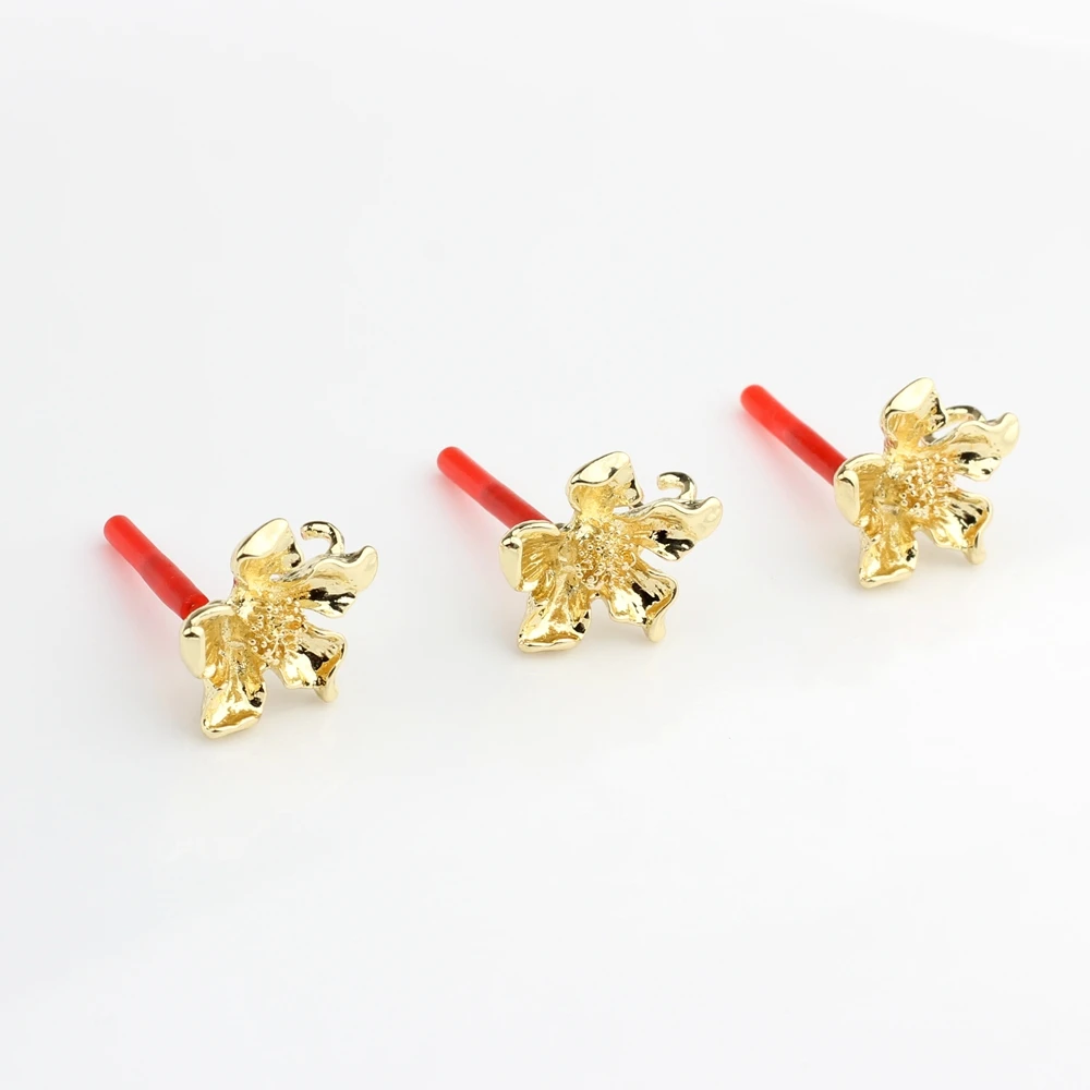 Neue Zink-legierung Mode Blumen Basis Ohrringe Stecker Charms 6 teile/los Für DIY Ohrringe Schmuck Machen Zubehör – Detail 2