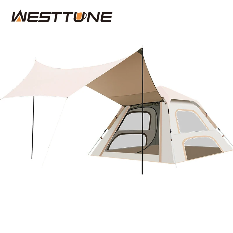 

Tent & Tarp 2 in 1 Pop Up Tents for Camping Automatic Setup Waterproof 4-6 Person Family Tent Outdoor Canopy Hiking Backpacking