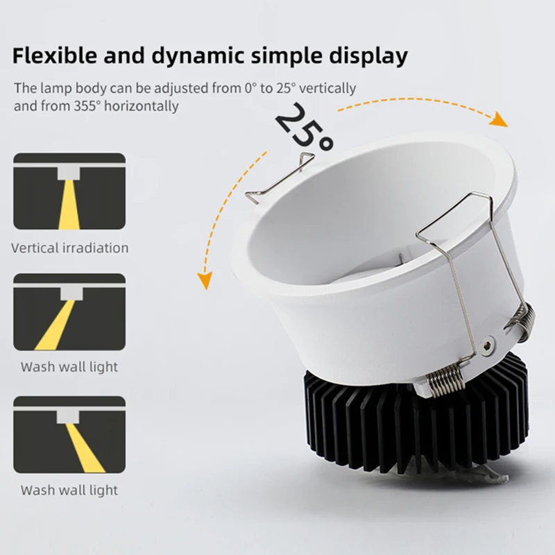 Led Downlight,Recessed Ceiling Spotlight Recessed Anti Glare Dimmable Downlight 7w 9w 12w 15w Led spotlight Ceiling Round Panel Light for hotel Decoration Home Lighting