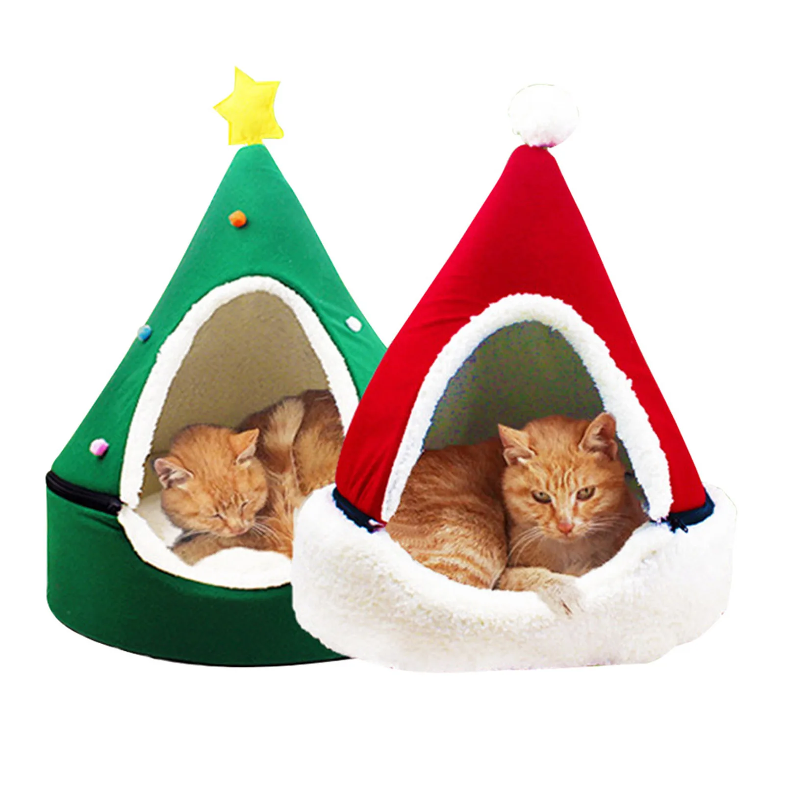 

Рождественский домик для домашних животных с рисунком дерева, самосогревающийся дом 2 в 1, домик для домашних животных, пещера, кровать для кошек, маленьких собак, зимняя палатка