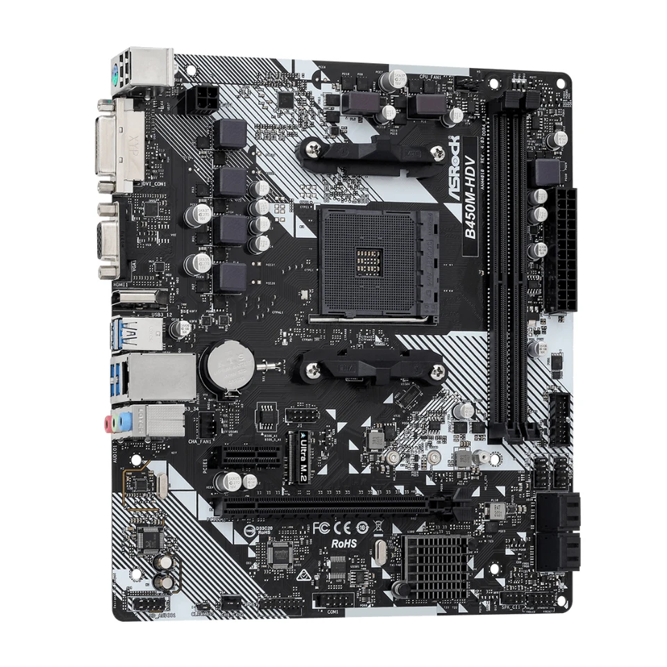 ASROCK B450M-HDV R4.0 AMD B450 Motherboard AM4 Support Ryzen 5