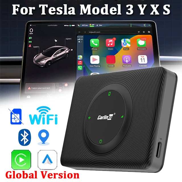 T2C CarlinKit Wireless CarPlay Android Auto Adapter for Tesla Model 3 Y