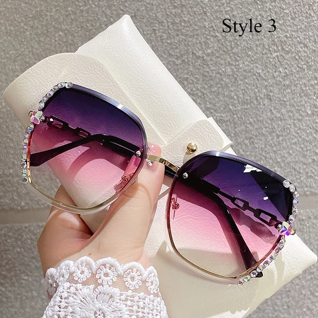 2022 New Rimless Square Sunglasses Women Brand Designer Diamond Sun Glasses  Vintage Shades Female Pink Eyewear Gafas De Sol - AliExpress