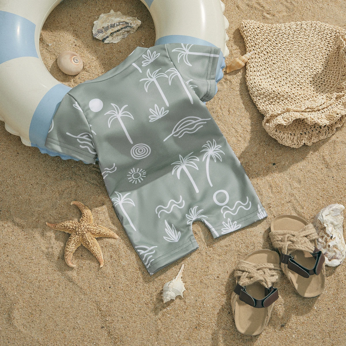 ma&baby 0-3Y Newborn Infant Toddler Baby Girl Boy Swimwear Coconut Tree Print Swimsuit Summer Beachwear Bathing Suit