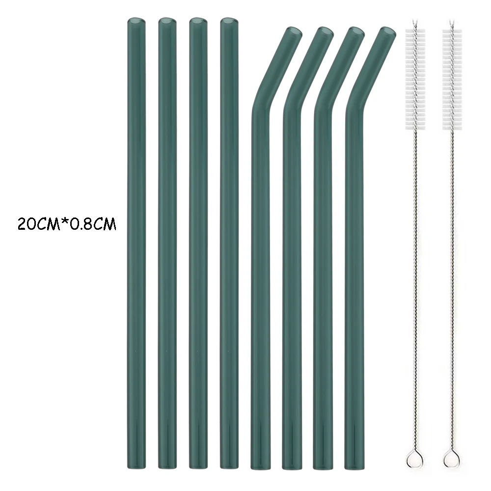 Eco-Friendly Reusable High Borosilicate Glass Straw - Wide 8mm for Cocktails, Smoothies, and Milkshakes