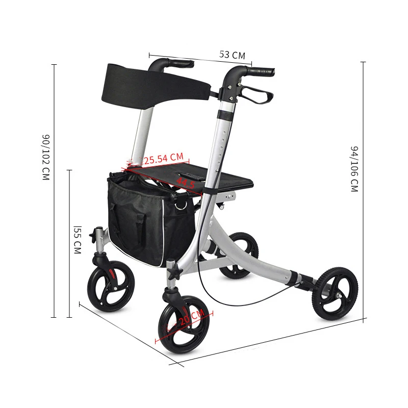 modern high quality multi function shopping cart durable forearm upright disability lightweight walker rollator foldable