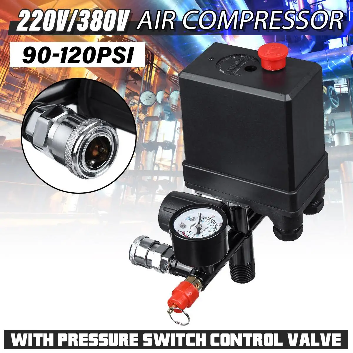 220v/380v 90120 Psi Air Compressor Pump With Pressure Switch Control