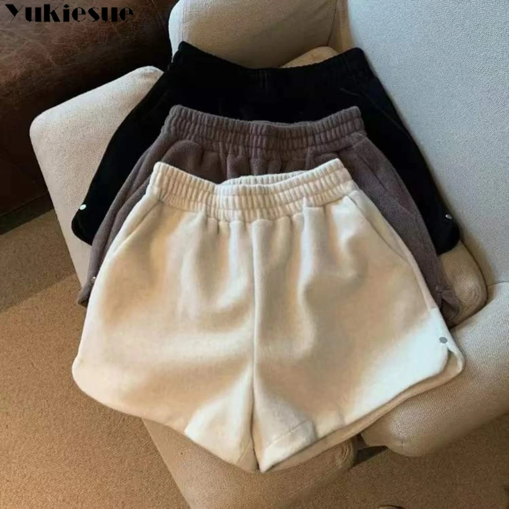 

harajuku high waist elastic casual wool pleated shorts women's summer Shorts for women Woman clothes short woman hot pants