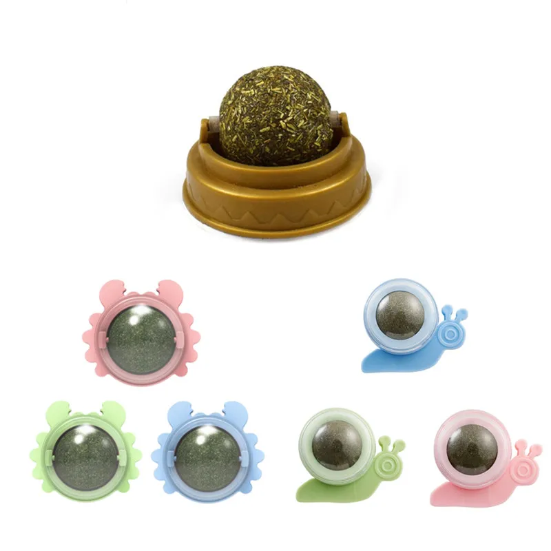 New Crab Catnip Ball Pure Natural Mint Leaf Rotating Interactive Cat Toy Self-Adhesive Catnip Teeth Cleaning Edible Ball