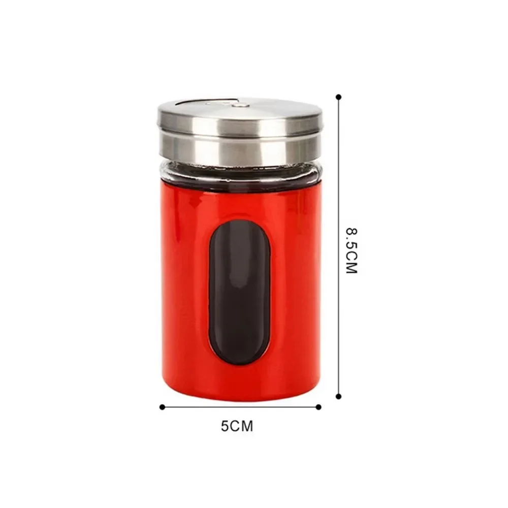 Glass Jars for Spices Bbq Spice Organizer Stainless Steel Kitchen Supplies Barbecue Seasoning Bottle Sugar Salt Pepper Shaker 6