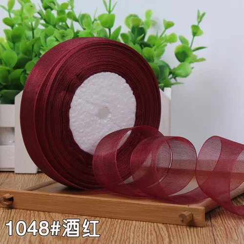 High-Density Organza Satin Ribbon for Crafts and Decoration, 15mm Width, 45 Meters