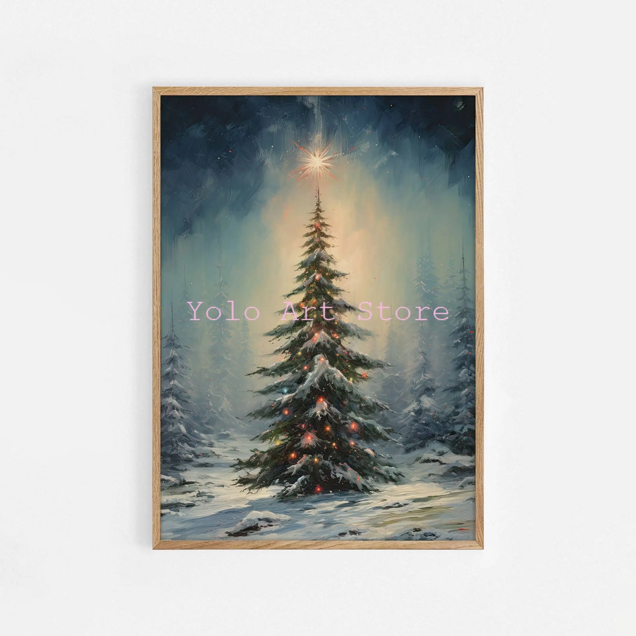 Poster Hiver Noël Huabsad Toile Murale Vintage Avec Sapin De Noël Illuminé  Rétro - Décoration Murale Botanique - Décoration Murale Rustique Pour  Chambre D'hiver - 30,5 X 40,6 Cm - Sans Cadre Cadre De Noel, image size:2160x2160