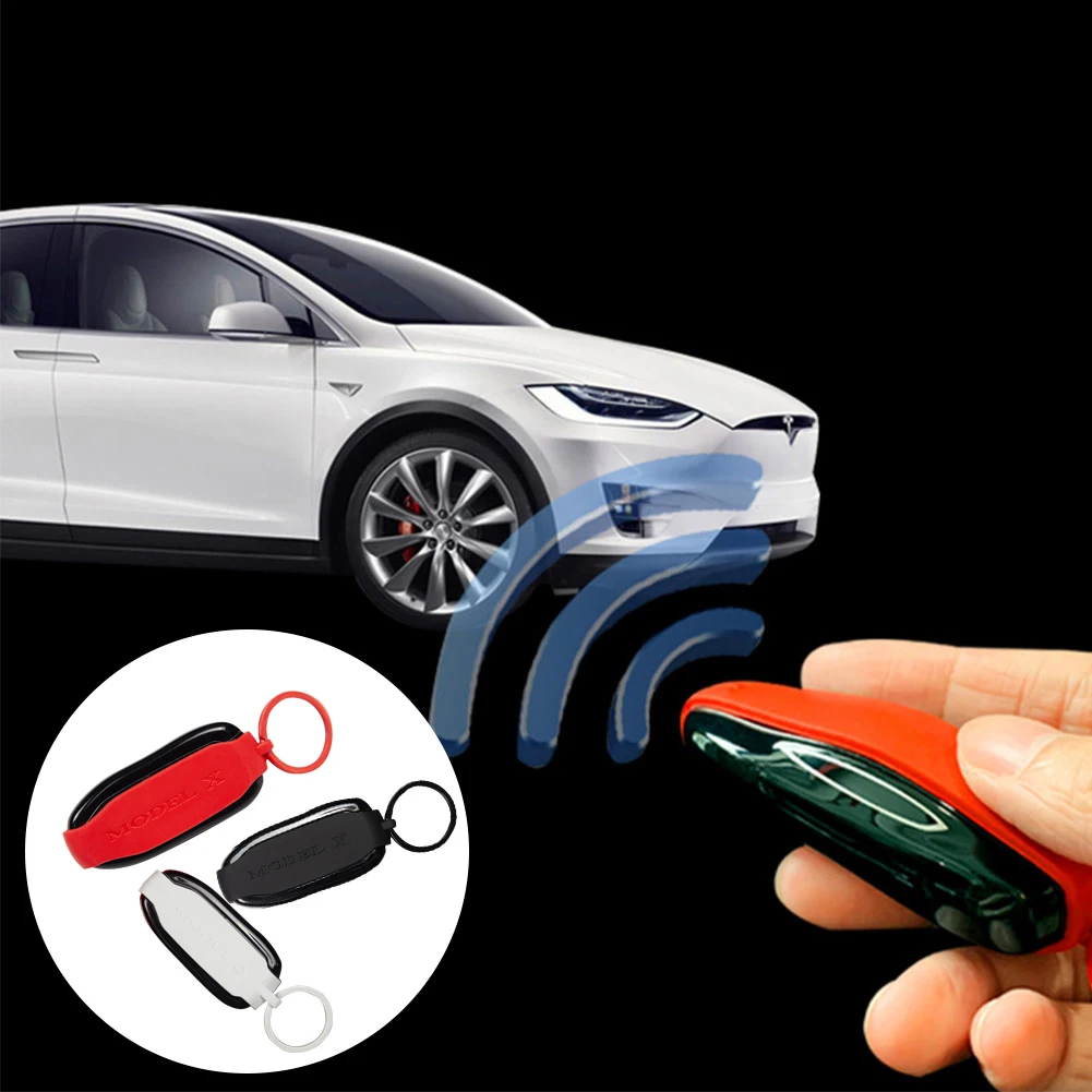 Key Case Cover Silicone Dustproof Key Fob Cover With Ring for Tesla Model 3 S X