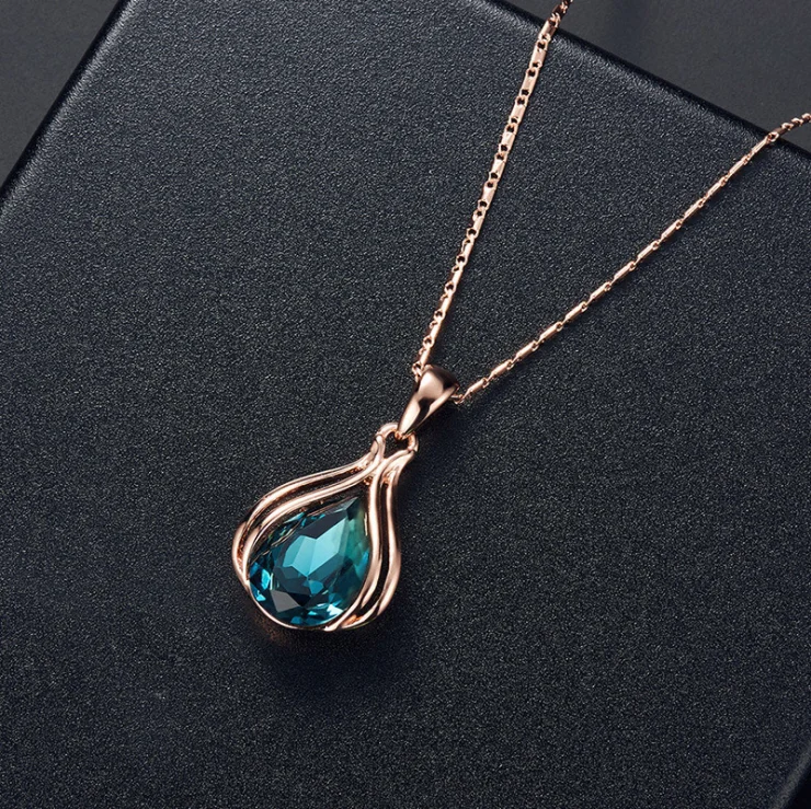 3pcs/set Jewelry Sets Necklace Pendant Earrings Fashion Spiral Shaped Crystal for Hook Earrings Necklace Ear Pendants