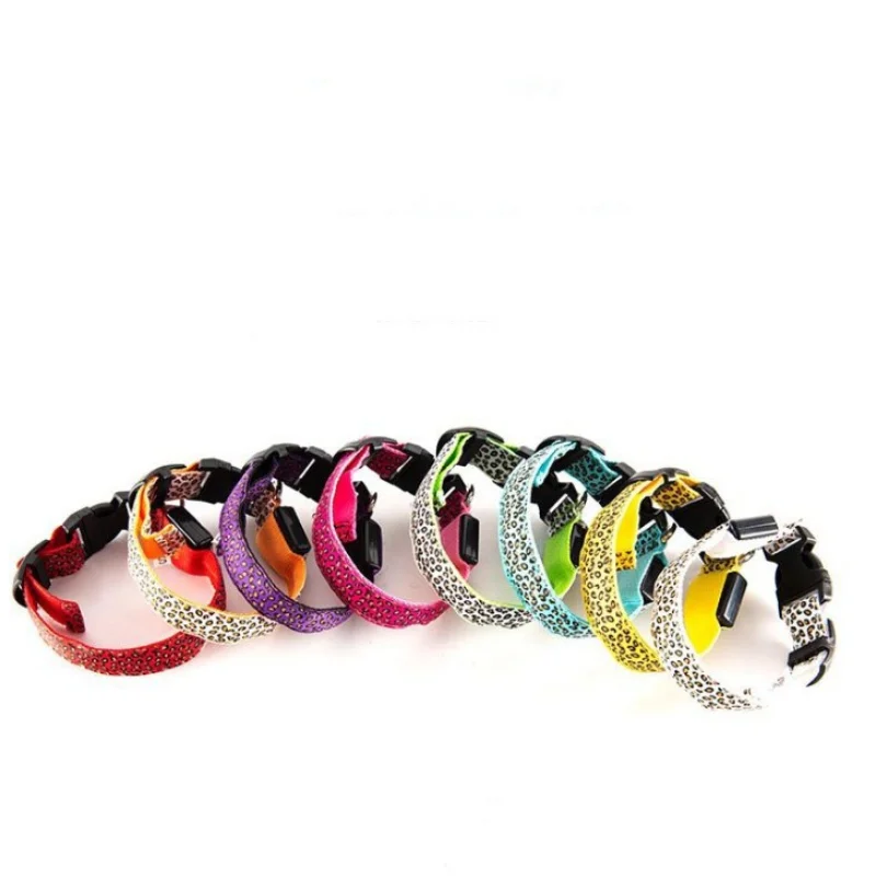 Pet LED Luminous Collar For Dog Adjustable Leopard Glow Cat Collar Night Safety Teddy Golden Retriever For Walking Dogs dog collar pet collar
