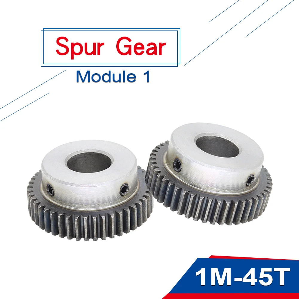 1 Piece 1M45T Spur Gear Bore Size  6/8/10/12/16 mm Motor Gear Low Carbon Steel Material High Quality Metal Gear For Motor