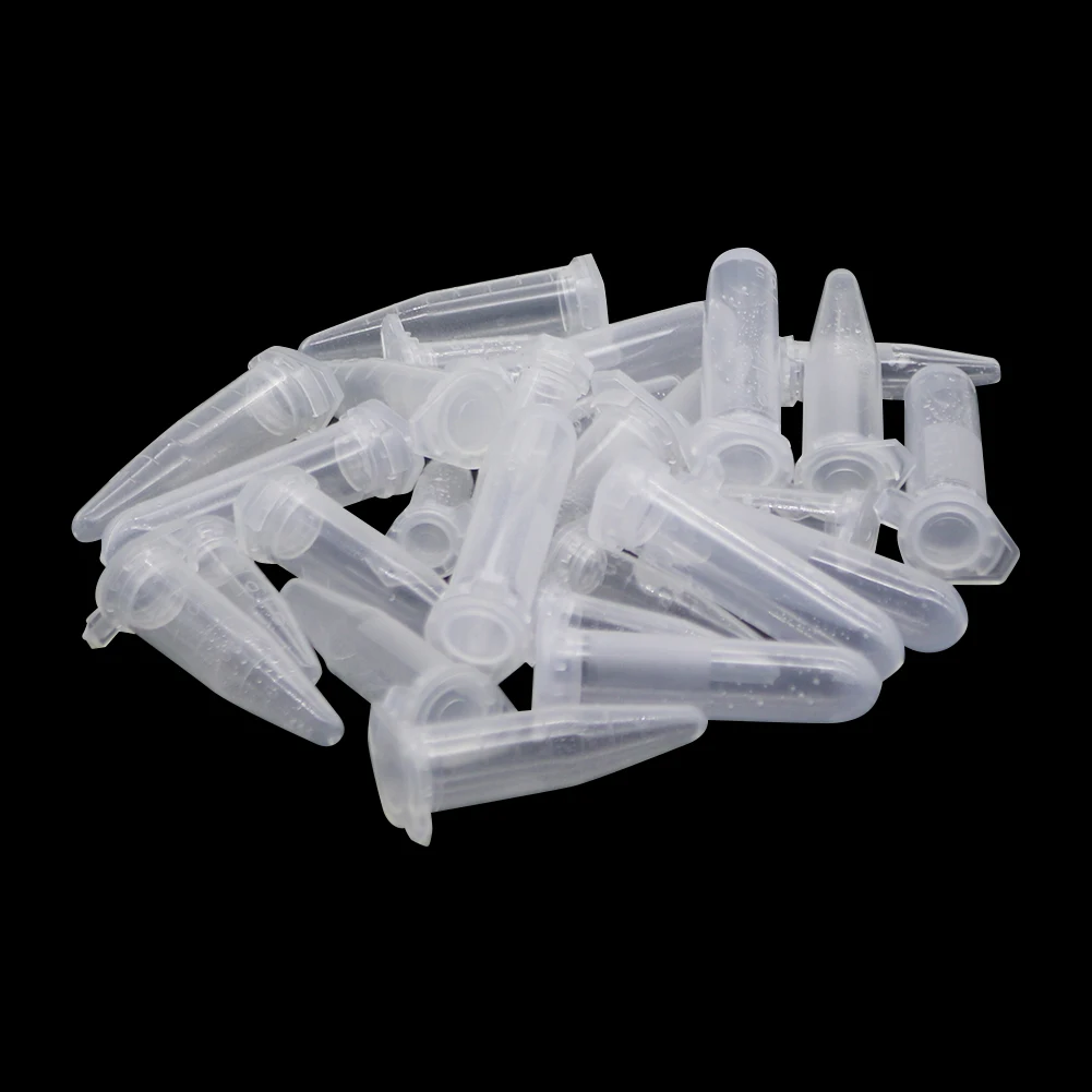 Plastic Test Tubes Centrifuge Tube 0.5/1.5/2 ML Clear Micro Plastic Test Tube Centrifuge Vial Snap Cap Container Laboratory Sample Specimen School Stationery