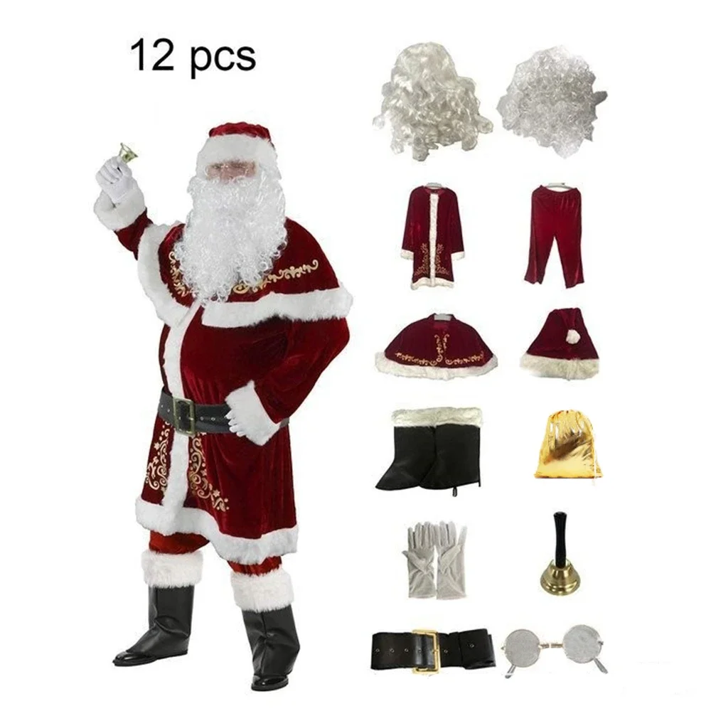 thumbnail image 1 of Disfraz de Papá Noel de piel verde para Navidad y Año Nuevo, disfraz de Papá Noel, ropa familiar, atuendo divertido para Navidad, conjunto para fiesta de carnaval de Año Nuevo, 1 of 5