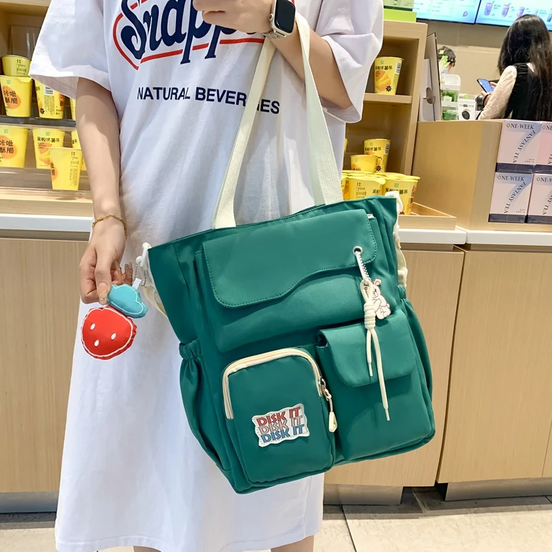 

Повседневная сумка для книг для девочек, школьная сумка на плечо для колледжа, женская модная милая сумка-мессенджер, водонепроницаемая милая сумка для макияжа