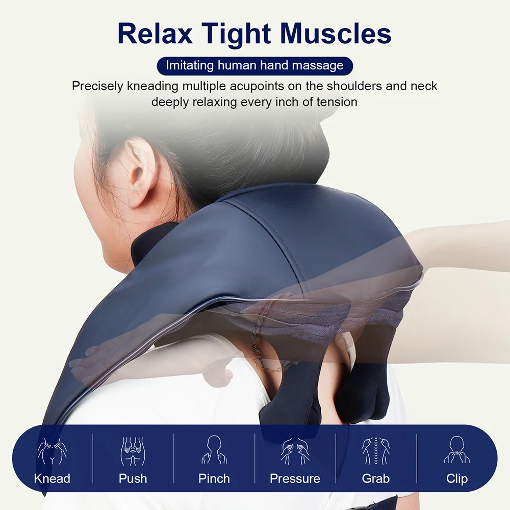 10-Head Kneading Neck Shoulder Relaxation Massage Shawl Wireless Neck And Shoulder Massager Waist Back Neck Trapezius masajeador