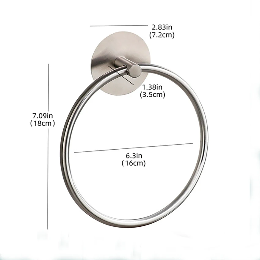 Non Punching Self-adhesive Circular Towel Rod Bathroom Balcony Accessories