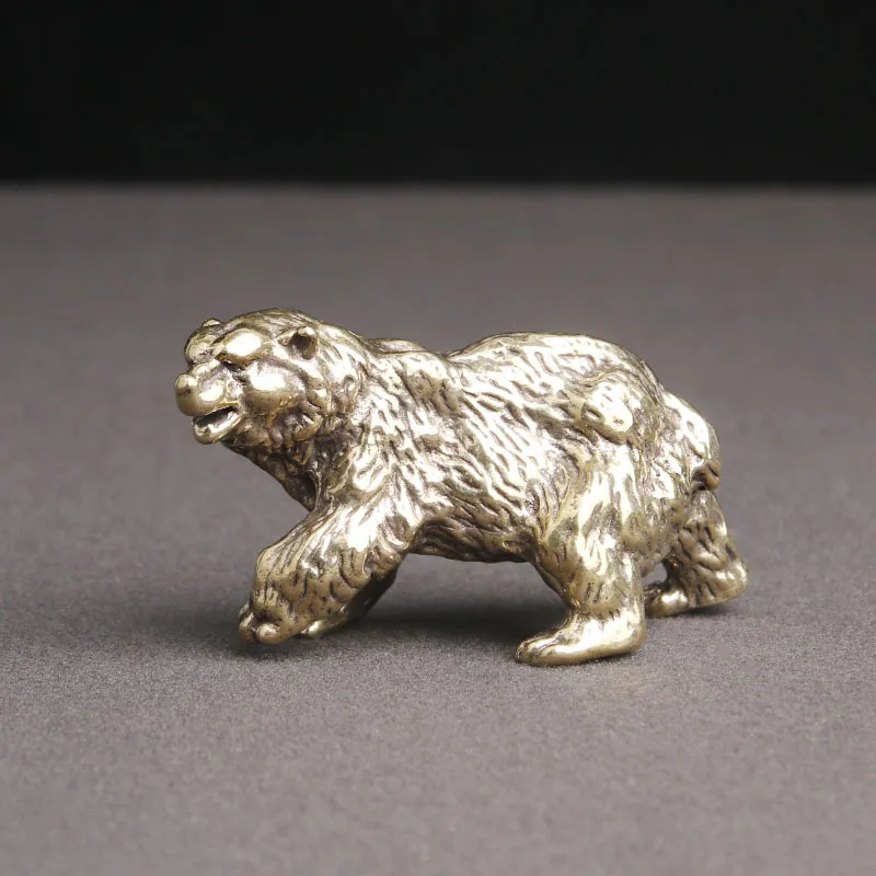 

pure brass polar bear desktop ornaments home copper carved tea pet ornaments antique miscellaneous old bronze crafts Buddha t