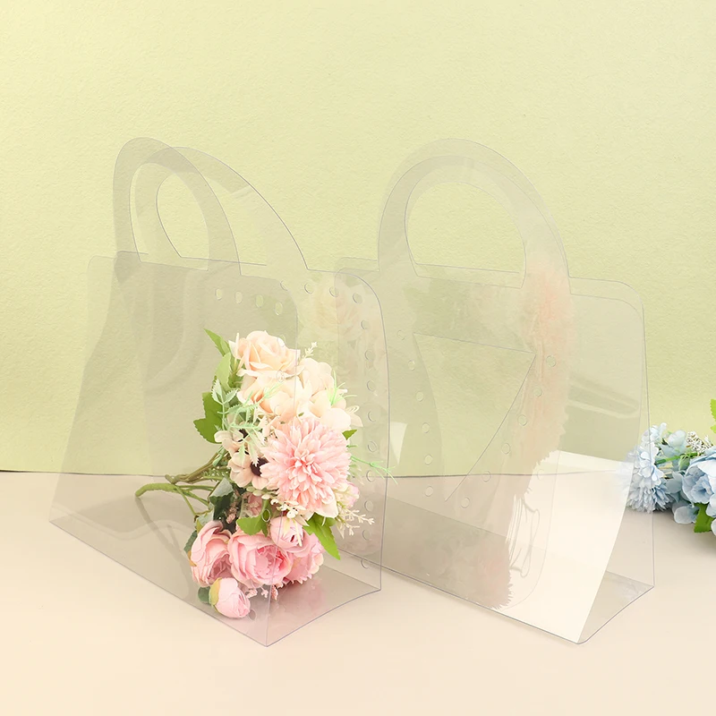 Decorative Paper Bag for Flower Bouquet, 10pcs Paperboard Floral Hug Bucket with Ribbon Handles, Gift Collocation Packaging Box NMFIN