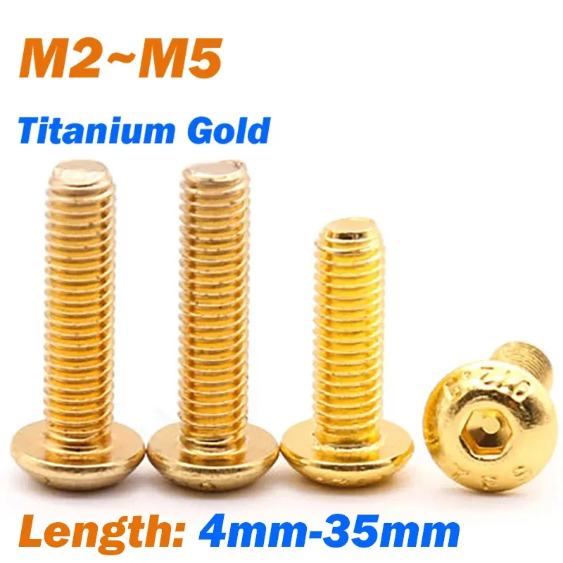 Hex Socket Screw Grade 12.9 Round Head Plating Titanium Gold Hex Button Head Socket Cap Screw Allen Bolts M2 M2.5 M3~M5 Iso7380 hexagon socket head bolt hex socket screw hexagon socket screw hexagon socket head screw
