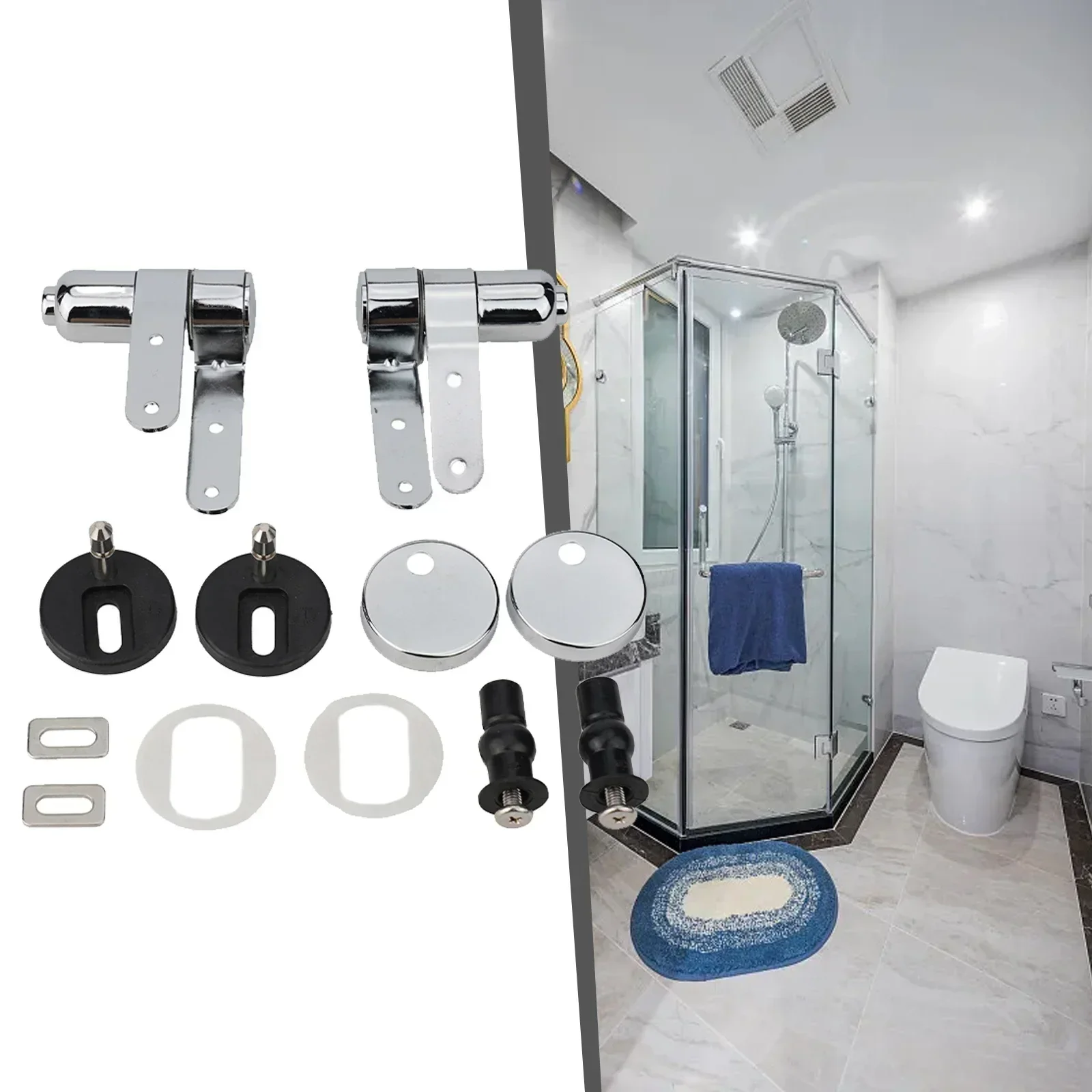 Toilet Hinge Replacement 2Pcs Toilet Lid Hinges Fixing Connector Stainless Steel Toilet Seat Hinge Mounting Fittings Replacement Parts Quick Release