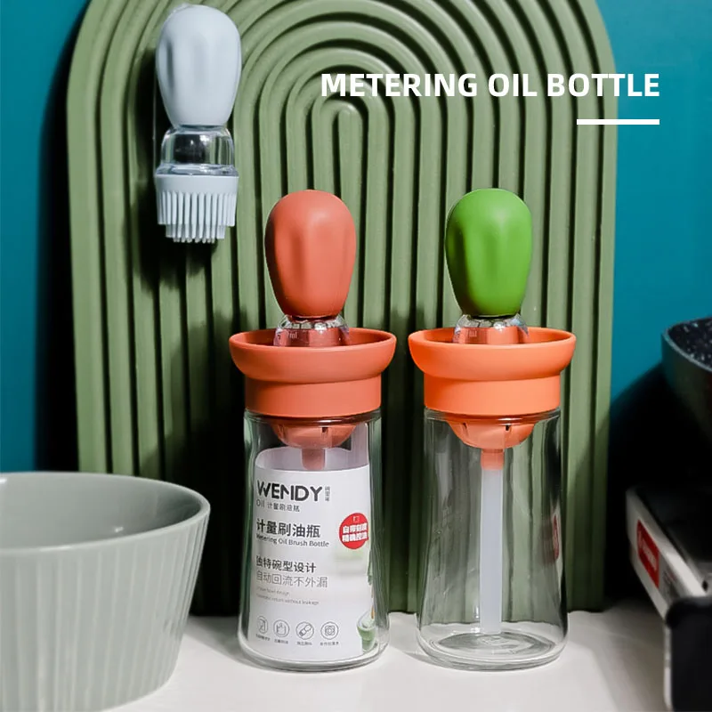 Oil Sprayer Oil Bottle Oil Bottle Brush Oil Brush Silicone Basting Brush 150ml Baking Oil Bottle Silicone Glass Oil Container With Brush Barbecue Spray Bottle Dispenser For Kitchen BBQ