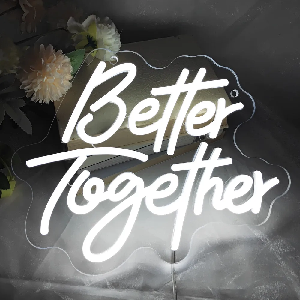 

Neon Sign Better Together Text Dimmable 34cm Width Acrylic Wedding Neon Light Sign Room Wall Decoration Custom Neon Led Letter
