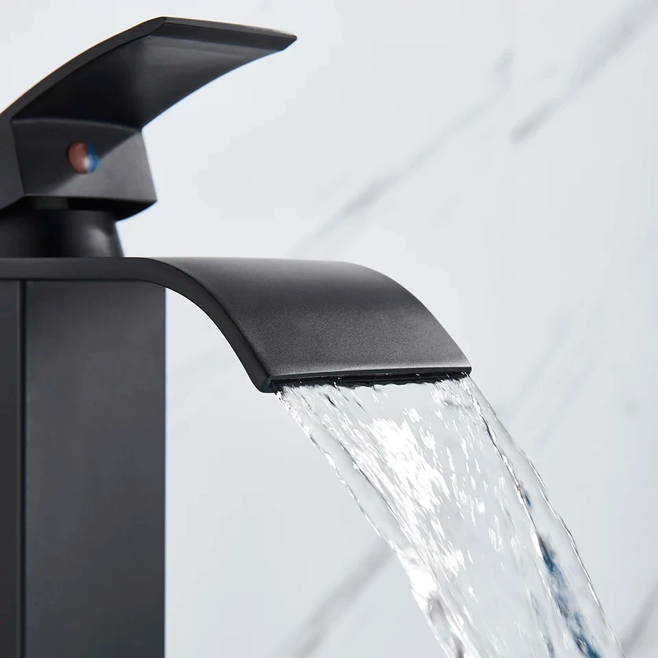 Stainless Steel Faucet Bathroom Simple Design Stainless Steel Countertop Faucet Waterfall Outlet Design Bathroom Washbasin Faucet