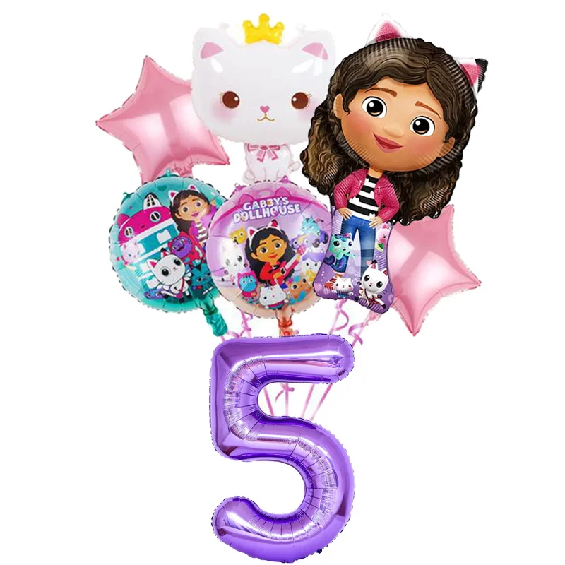 thumbnail image 1 of Decoraciones para fiestas de cumpleaños en la casa de muñecas de Gabby Platos de papel, vasos, servilletas, vajilla, globos, telón de fondo, suministros para baby shower, 1 of 5