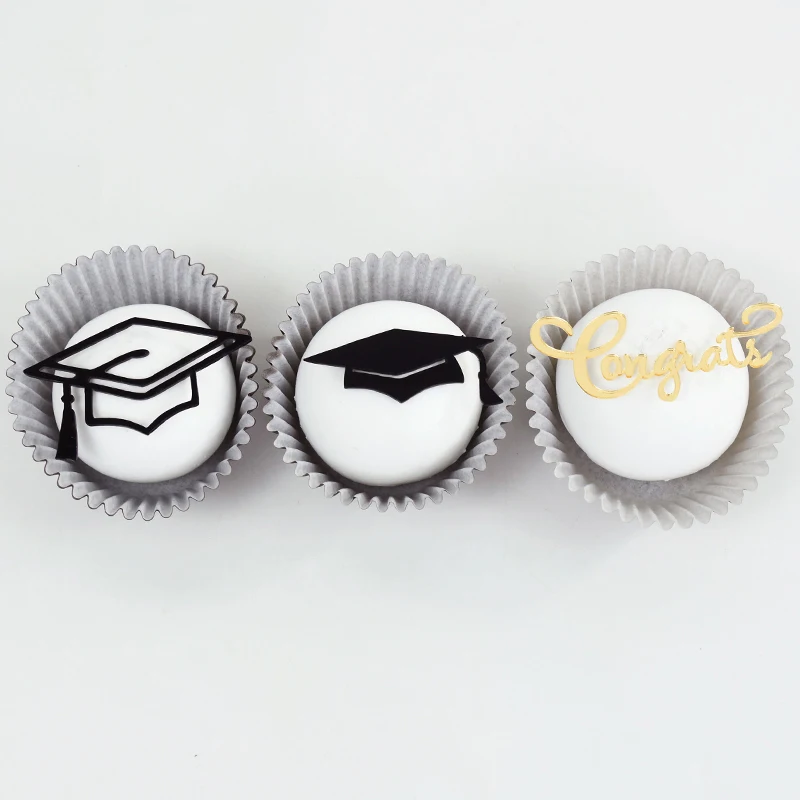 Description Picture 4 of item10Pcs Congrat Bachelor Hat Cupcake Toppers Acrylic Cake Topper Graduate Party Graduation Cake Decorating Supplies Class of 2024