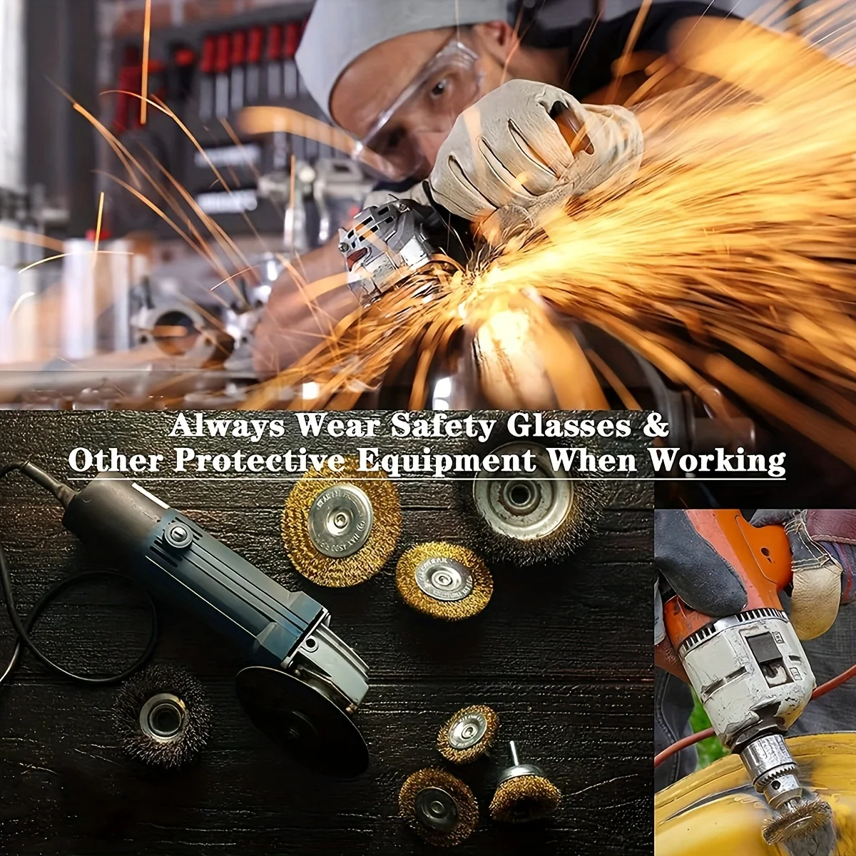 Wheel Brush Kit for Drill Crimped Cup Brush 1/4-Inch Shank 0.13mm True Brass Wire Cleaning Welding Slag Rust Scrubbing Brush