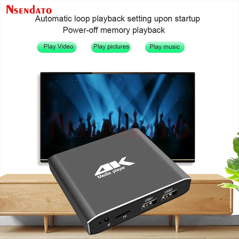 4K H.265 Advertising HD Media Player Mini 1080P Full HD MP4 Video MultiMedia HDD Player For Micro SD TF Card USB Disk Pen drive