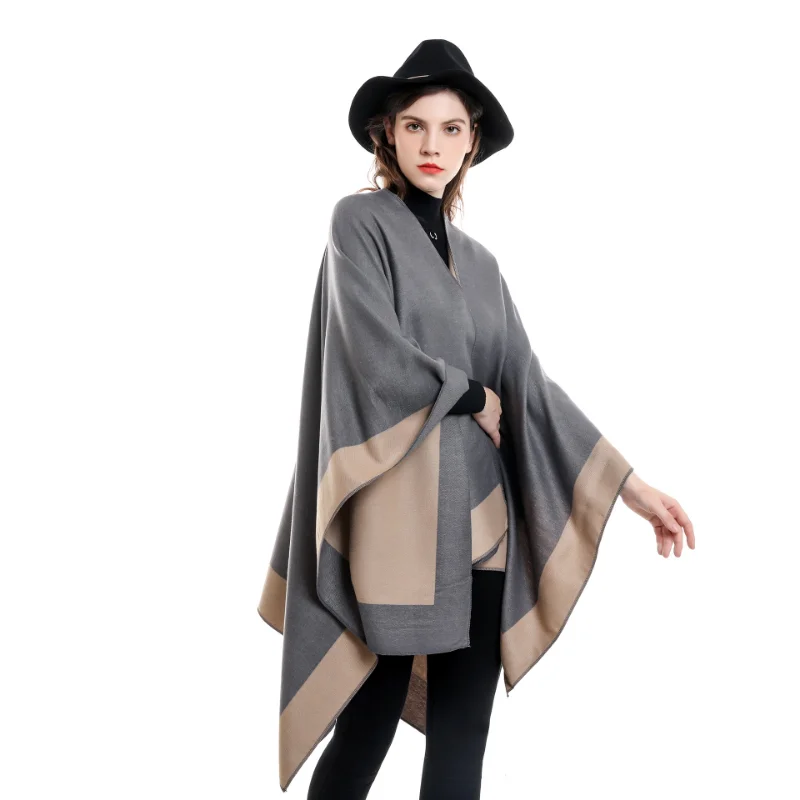 2023 Spring  Autumn Solid Color European  American Travel Shopping New Women Warm Big Shawl Sunscreen Black Red Scarf New