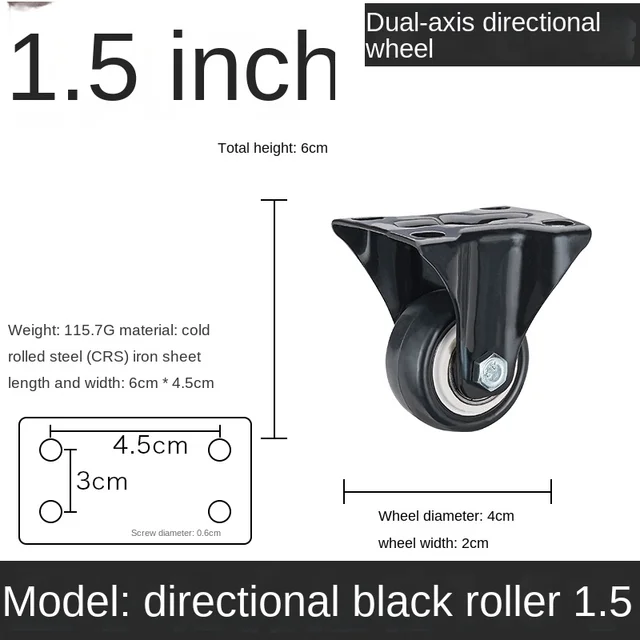 1 pcs 1.5 inch Black-175