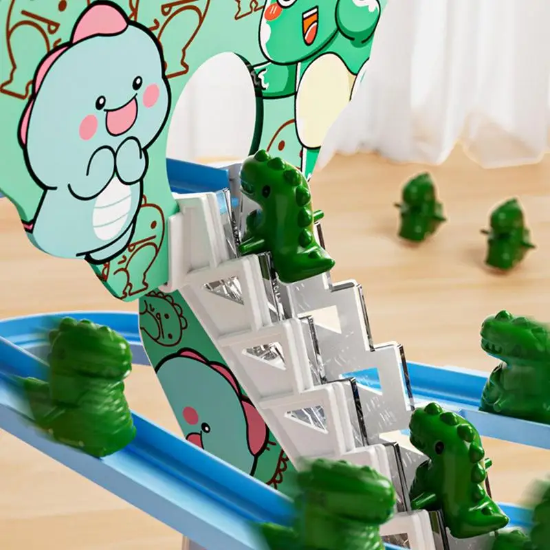 Stair Climbing Toy Electric Dinosaur Slide Toy Set Electric Track With  Light And Music Educational Toy