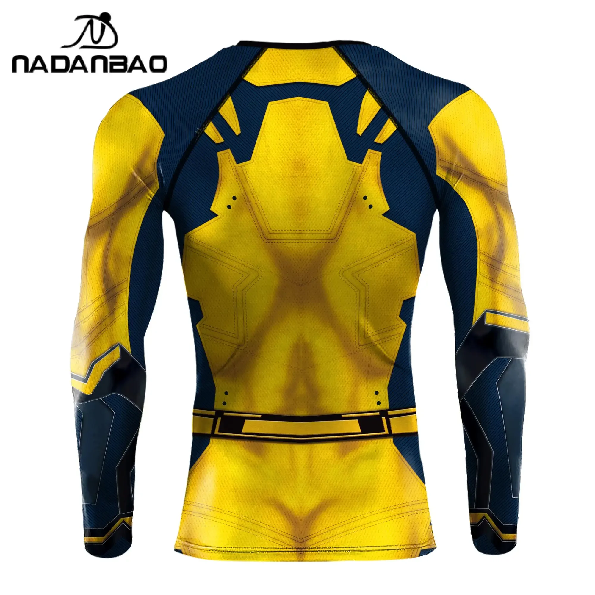 Rash Guard Cosplay Deadpool Wolverine Print Compression Shirts for Men Long Sleeve Rash Guards Gym Workout Strech Fitness Tees