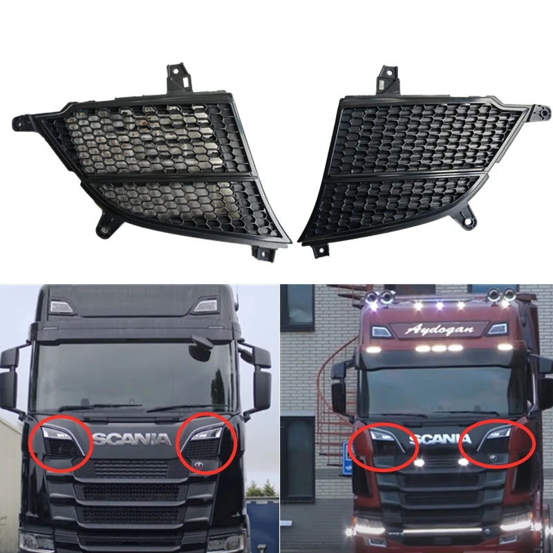 1Pair Hood Grille Cover Panel decoration Used for Scania Truck  G series P series  Oem 2307655 LH 2307661 RH